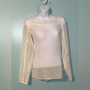 Mekimi Blouse Size 36 Sheer White‎ Polka Dots